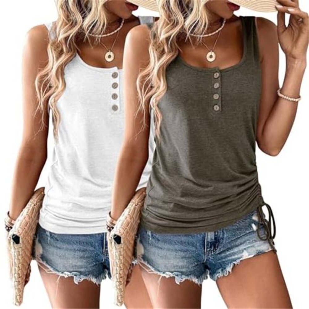 Womens Tank Tops, 2 Pack Summer Tank Tops for Women 2026, Sleeveless U Neck